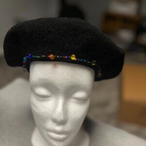 Betmar New York Black beaded beret